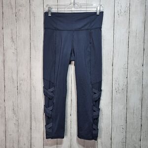 Athleta Women's Blue Mesh High Rise Chaturanga Capri Leggings 349124 Size Medium